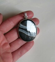 Giant agate silver pendant - extravagance