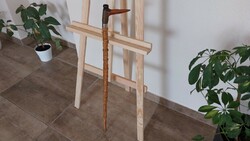(K) (k) old carved hiking stick, walking stick with bird motif 86 cm. Very nice piece!