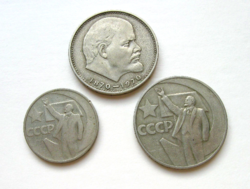 Cccp –1967- October Revolution 50. Ann. - 50 Kopek-1 ruble -1970 -1 ruble-Lenin was born 100 years ago