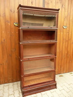 Antique copper hinged, original Lingel Károly glass, modular bookcase / bookshelf