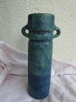Two-handled ceramic vase marked Zsuzsa Hornung
