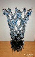 Régi művészi áttört üveg váza 25,5 cm (8/d)