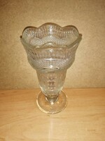 Antique glass vase with base 16 cm high (1/d)