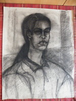 Made with Andrea Szákács graphics (pitt chalk, charcoal?) Study drawing - signed -