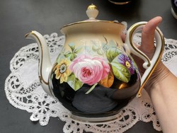 Antique hand-painted, large fine porcelain Bieder teapot