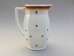 Old vintage granite blue polka dot jug 20.5 cm water jug