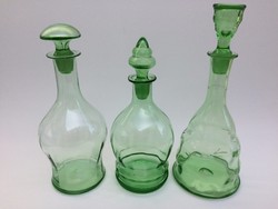 Régi italos palack dugós zöld üveg 3 db