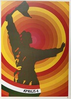 Aprilis 4 poltikai szovjet kommunista vöröscsillag plakát 2 - 1980-es évek offset print - Kemény Éva