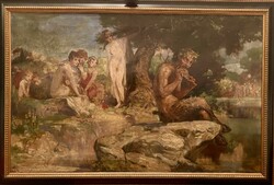 Tardos Krenner Viktor: Faun és nimfák a parton 1897