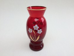 Ruby red red old glass vase painted flower vase