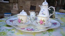 Hollóházi "Hajnalka" mot 2 sz-es kávés készlet tálcával-komp.,hibátlan,sosem használt-Ajándékba is !