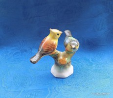 Bodrogkeresztúr ceramic bird pair on tree branch figurine (po-2)