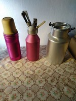 Thermos, foam siphon, milk jug