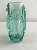 Retro, flawless sklo union, rudolf schrötter turquoise green Czech glass vase