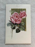 Antique old rose floral postcard