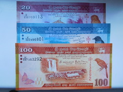 Sri lanka  20-50-100  rupees 2020 UNC