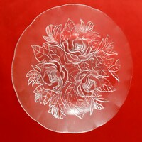 Rózsa mintás üveg tányér