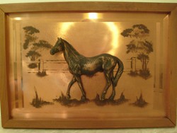 M1-12 -f7 feng shui mirror with appliqué horse plastic sculpture .The culture of ancient Chinese landscaping
