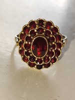 Action! Beautiful Czech garnet stone gold-plated silver ring (57)