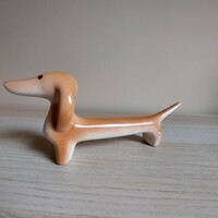 Rare collectible granite dachshund dog ceramic figure