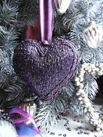 Dorisz66 részére. Gyöngyös szív karácsonyfadísz, karácsonyi dekor