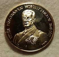 Vitéz Nagybányai Horthy Miklós emlékérem  aranyozott bronz. PP . (42mm) POSTA VAN !!!