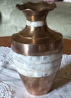 Very decorative, eternal beauty. Mother-of-pearl-copper combination vase.