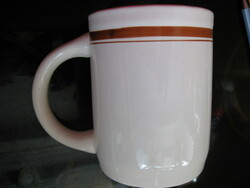 Granite ceramic large mug, pitcher with brown stripe