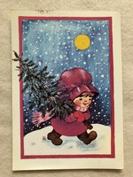 Karácsonyi képeslap, rajzos levelezőlap - Füzesi Zsuzsa rajz