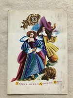 Old graphic New Year postcard