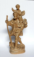 Saint Christopher, old carved wooden statue
