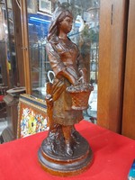 Alt wien bernard,bernhard bloch & co lady with basket terracotta centerpiece eichwald vase statue 33 cm