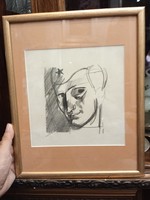 Soldier portrait, size 21 x 20 cm, pencil drawing, framed.