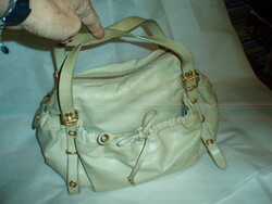 Vintage beige genuine leather handbag