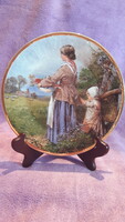 Bidermeier rural scenic, viable porcelain plate, decorative plate (l2980)