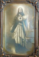 Antique copper framed holy picture