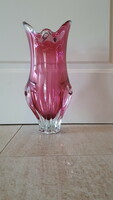 Cseh bohemia rózsaszín kristály váza