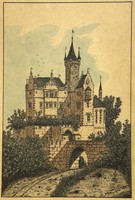 Castle in Austria, signed watercolor, 1931.