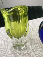Czech bohemia art glass vase, josef hospodka, chribska glasswork, 1960s