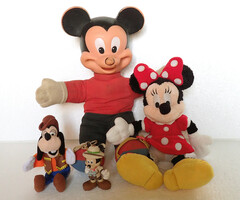 4 db-os retró vintage Walt Disney Mickey Minnie Egér Mouse Goofy kutya Baba Játék Figura csomag