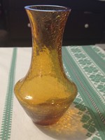 Borostyán sárga fátyol üveg váza