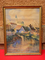 János Balázs (1905-1977) - riverside painting