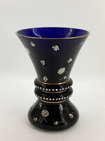 Antik Parádi üveg váza, kézi, 17 cm