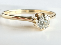 483T. 1 Forintról! Szoliter Briliáns (0,2 Ct) 14k arany(1,69 g) gyűrű, Top Wesselton víztiszta kővel