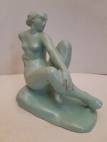 Marked hop ceramic art deco female seated nude figure