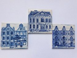 KLM holland házak Delft's csempék - 3 darab (7.5x7.5cm)