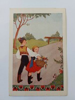 Old postcard Szilágyi g. Ilona 1939 artist drawing postcard Hungarian folk costume