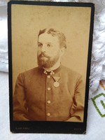Antique italian sepia cdv / business card / hardback photo of man in military uniform bozen 1800s