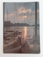 Retro postcard Balaton sailing ship sunset old postcard