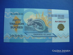 DARWIN ISLAND FIFTY TRILLION SUCRES 2015 GYÍK! UNC! RITKA FANTÁZIAPÉNZ!